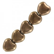 Czech Hearts beads 6mm Jet bronze 23980/14415